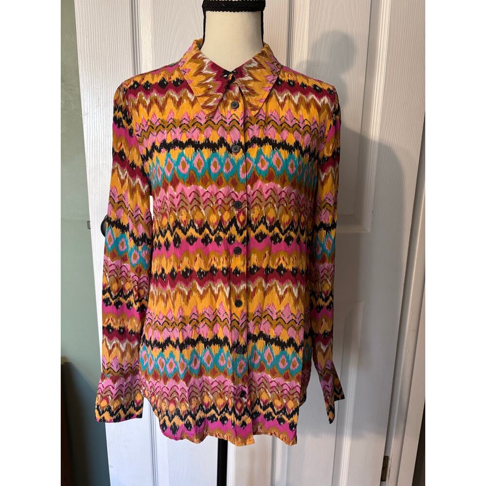 Boden 100% Silk Blouse Women's Size 6R Vibrant Multicolor